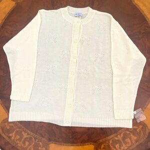 Vintage Vicki Wayne's White Sweater Boho Cardigan Size 3X